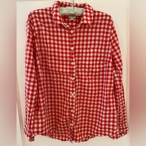 Jcrew Red Gingham Button-Up Shirt